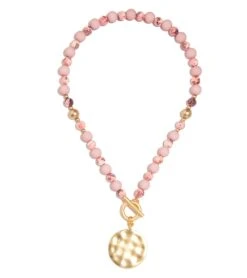 Zenzii Porcelain & Resin Beaded Charm Necklace Rose
