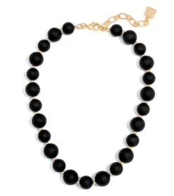 Zenzii Chunky Matte Beaded Collar Necklace Black