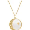TAI Jewelry Pearl Star And Moon Coin Necklace Gold