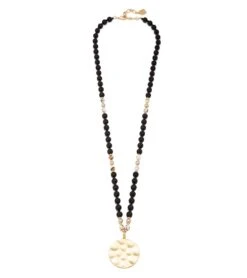 Zenzii Porcelain & Resin Beaded Pendant Necklace Black