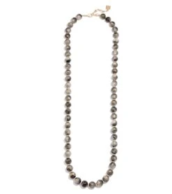 Zenzii Iridescent Beaded Long Necklace Gray