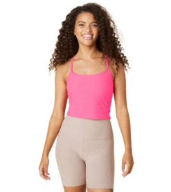 Beyond Yoga Spacedye Slim Racerback Cropped Tank Electric Pink Heather