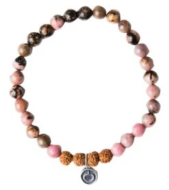 Mala Collective I Am Beautiful Bracelet Black Rhodonite, Rudra Ksha