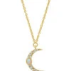 TAI Jewelry Pave Moon Pendant With Opal Accent Gold