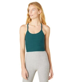 Beyond Yoga Spacedye Slim Racerback Cropped Tank Deep Sea Heather