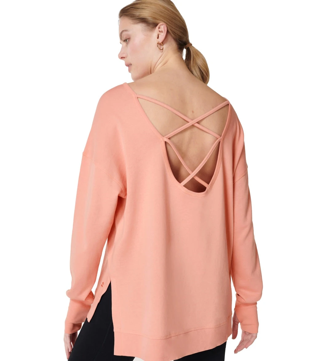 Sweaty Betty After Class Cross Back Sweatshirt Bloom Pink - Image 3