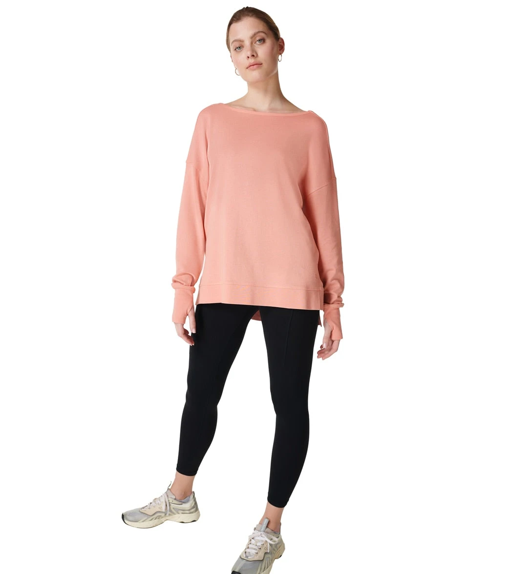 Sweaty Betty After Class Cross Back Sweatshirt Bloom Pink - Image 4