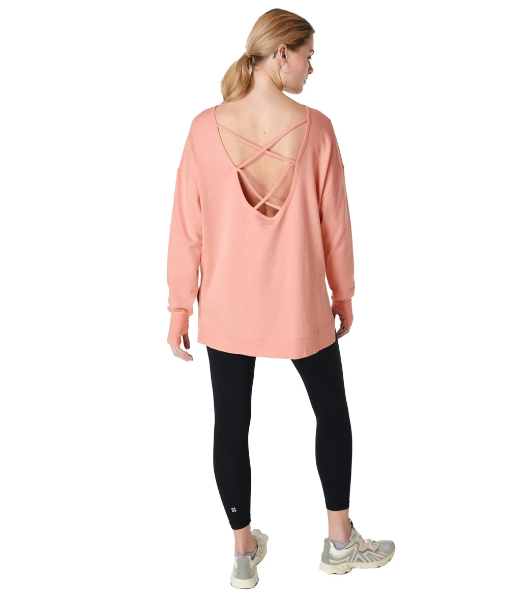 Sweaty Betty After Class Cross Back Sweatshirt Bloom Pink - Image 6