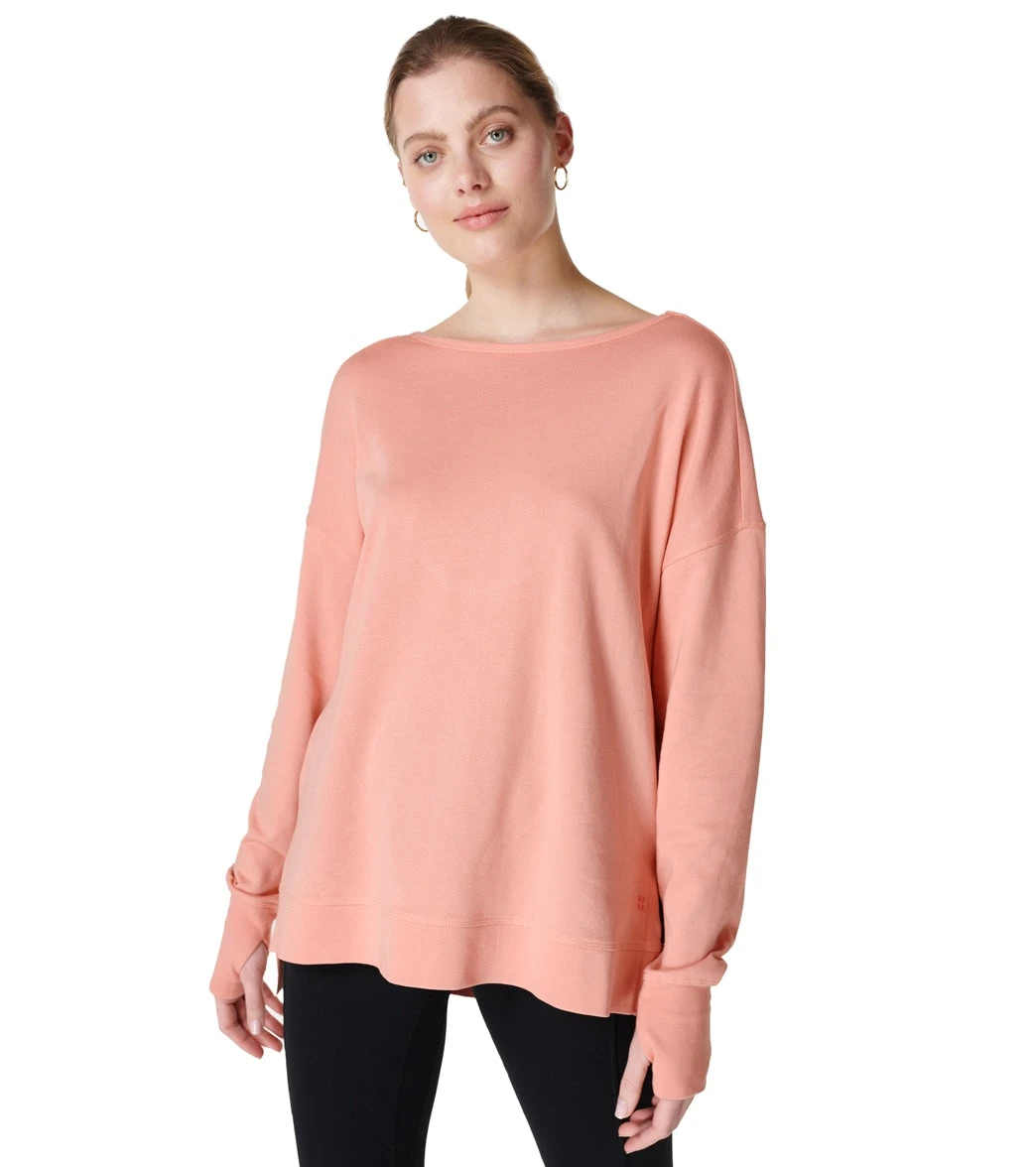 Sweaty Betty After Class Cross Back Sweatshirt Bloom Pink - Image 11