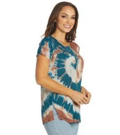 Yak & Yeti Spiral Tie Dye Loose Fit Tee Teal