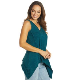 Yak & Yeti Top Patchwork Vintage Washed Tank Teal