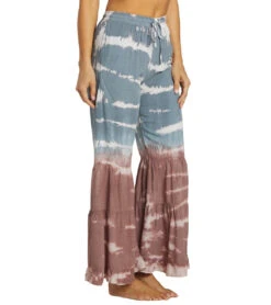 Yak & Yeti Boho Tiered Palazzo Tie Dye Pants Pink