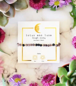 Lotus And Luna Strength + Healing Bracelet Gray/Black