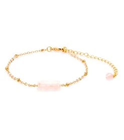 Lotus And Luna Love Rose Quartz Stone Of The Earth Bracelet Pink/Gold