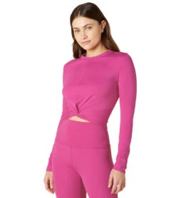 Beyond Yoga Heather Rib Groove Cropped Top Bright Beet Heather Rib