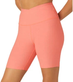 Beyond Yoga Spacedye At Your Leisure High Waisted Biker Shorts Electric Peach Heather