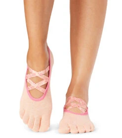 Toesox Elle Full-Toe Yoga Grip Socks Vibrant Multi Print