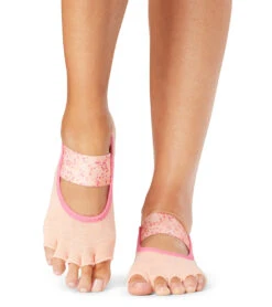 Toesox Mia Grip Half Toe Socks Vibrant Multi Print