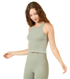Cream Yoga Claire Racer Back Tank Top Faded Olive