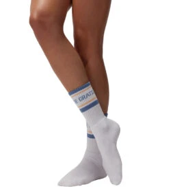 Spiritual Gangster Gratitude Stripe Crew Sock White